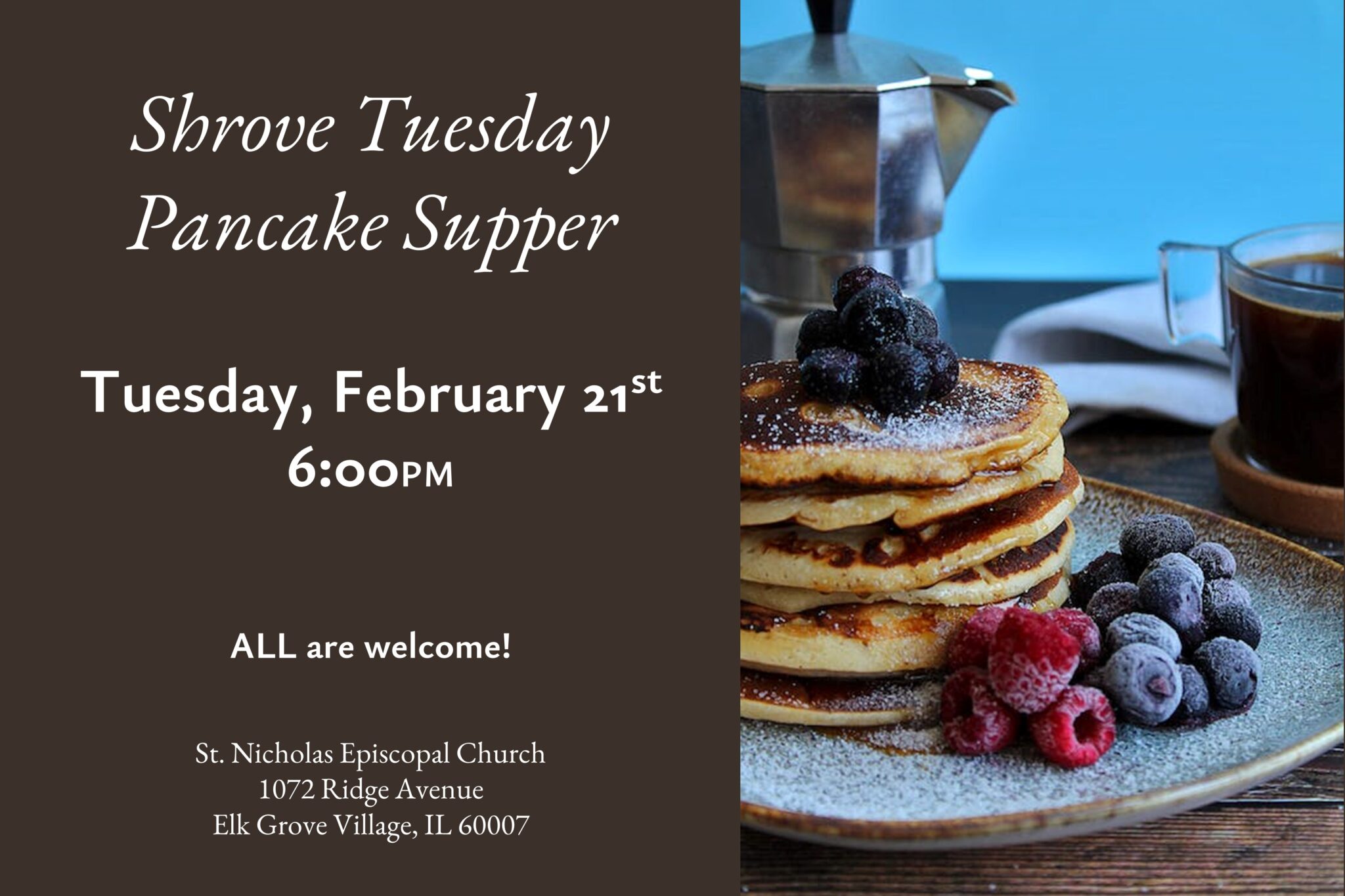 Shrove Tuesday Pancake Supper 2023 St Nicholas Episcopal Church